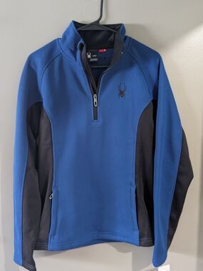 Spyder Men's Royal Blue and Black Performance Half-Zip Jacket